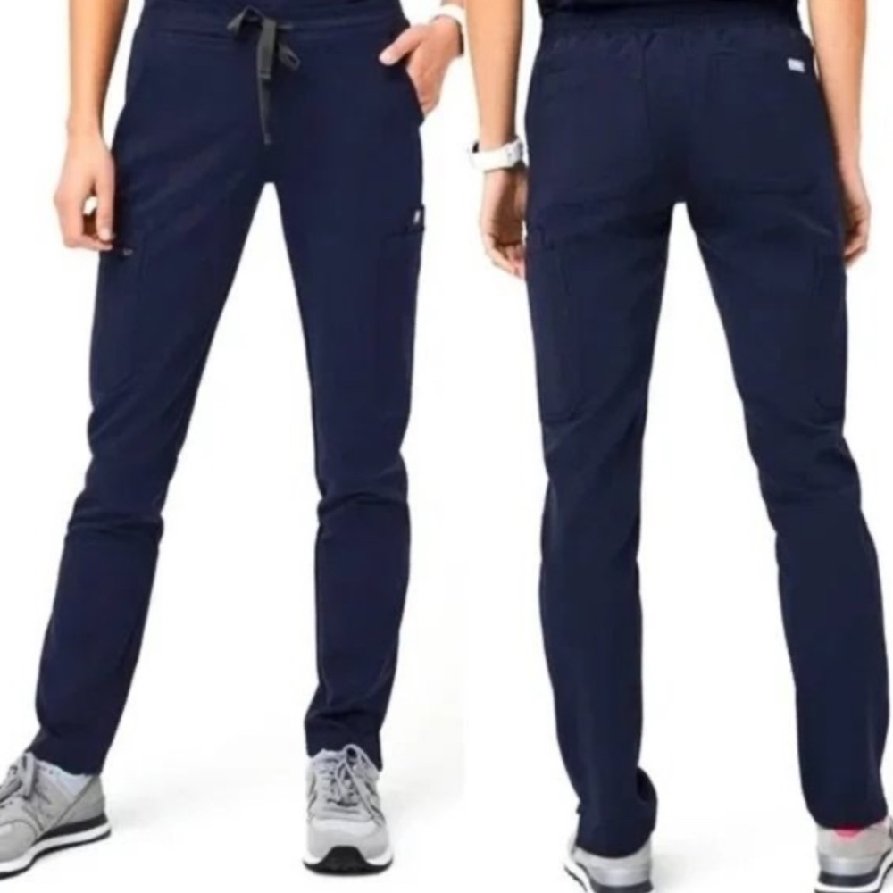 Figs Yola High Waisted skinny scrubs in navy